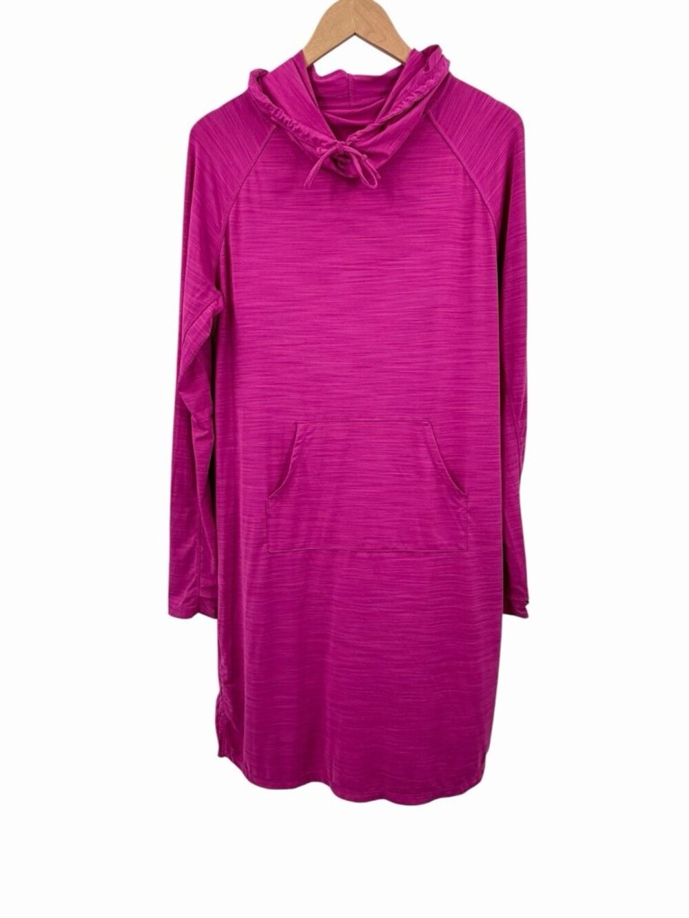 COOLIBAR Women's Hot Pink Hooded Gathered Neck Hooded Tunic Dress UPF 50+ Small